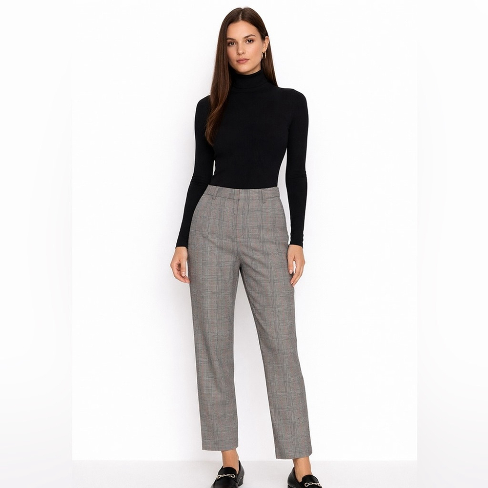 new Free People Glen Plaid High-Rise Straight Trouser – Size 6
